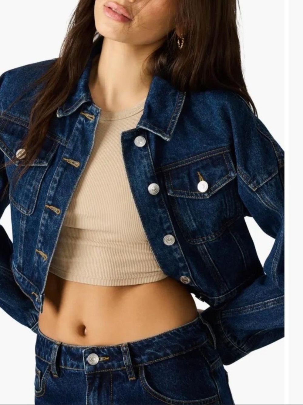 Steve Madden Cropped Dark Indigo Denim Jacket